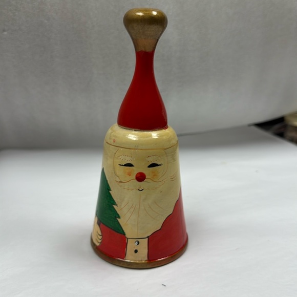 Other - Vintage Wooden Santa bell